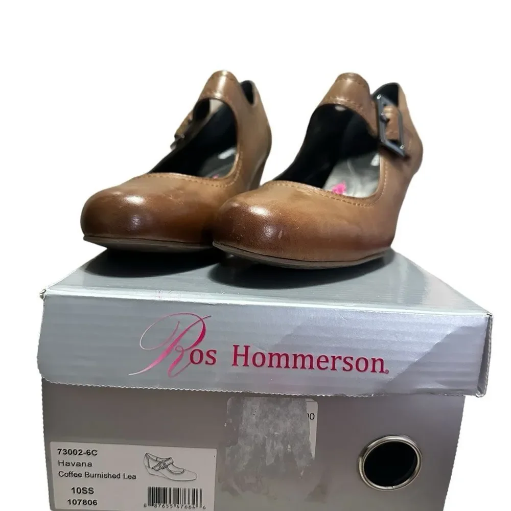 Ros Hommerson Havana Coffee burnished Lea wedge size 10SS new
